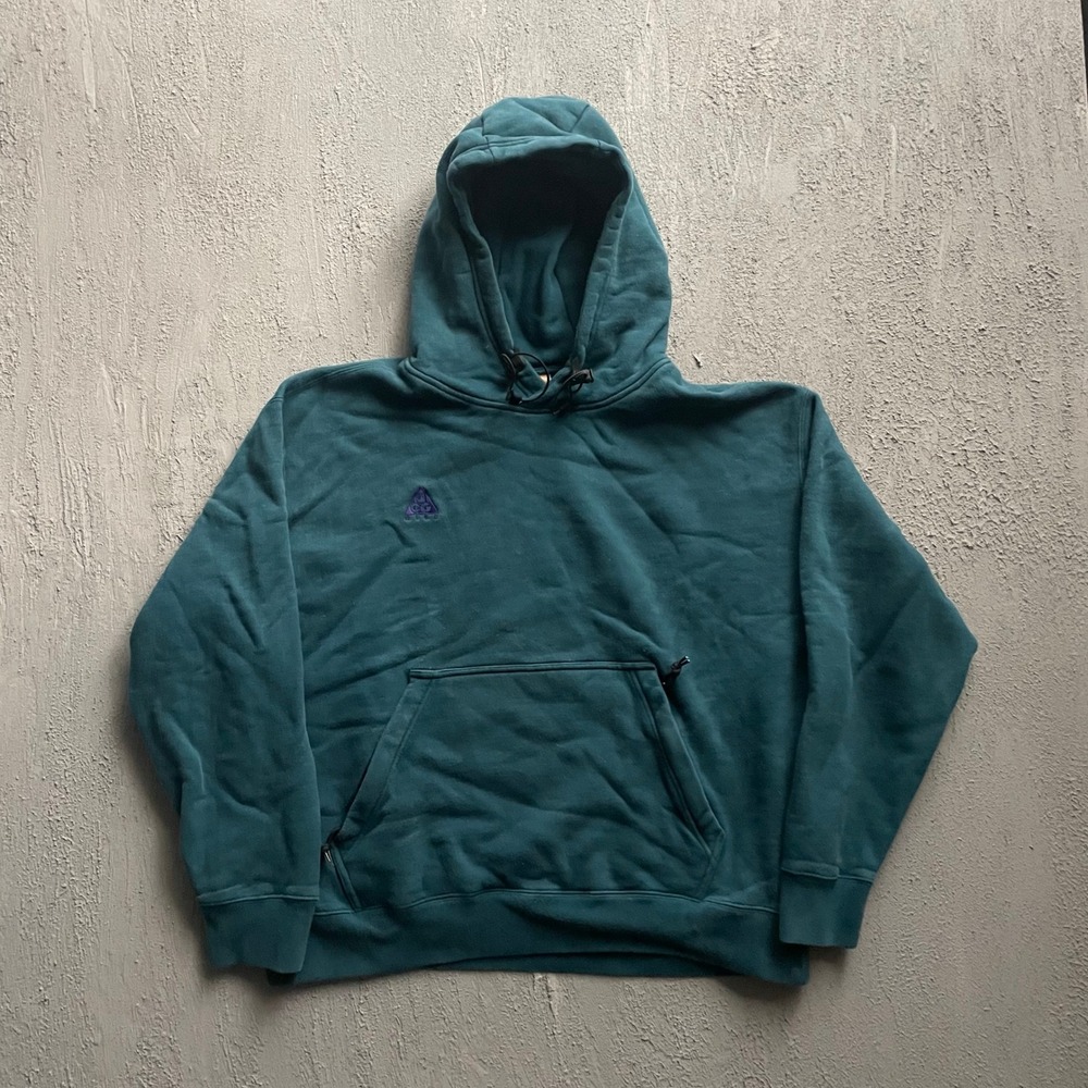 Vintage Nike ACG Embroidered Hoodie Men Large Teal Y2K Nike